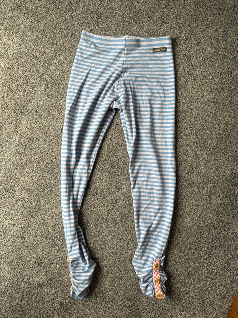 Matilda Jane Blue & White Striped Girls' Leggings with Button Detail